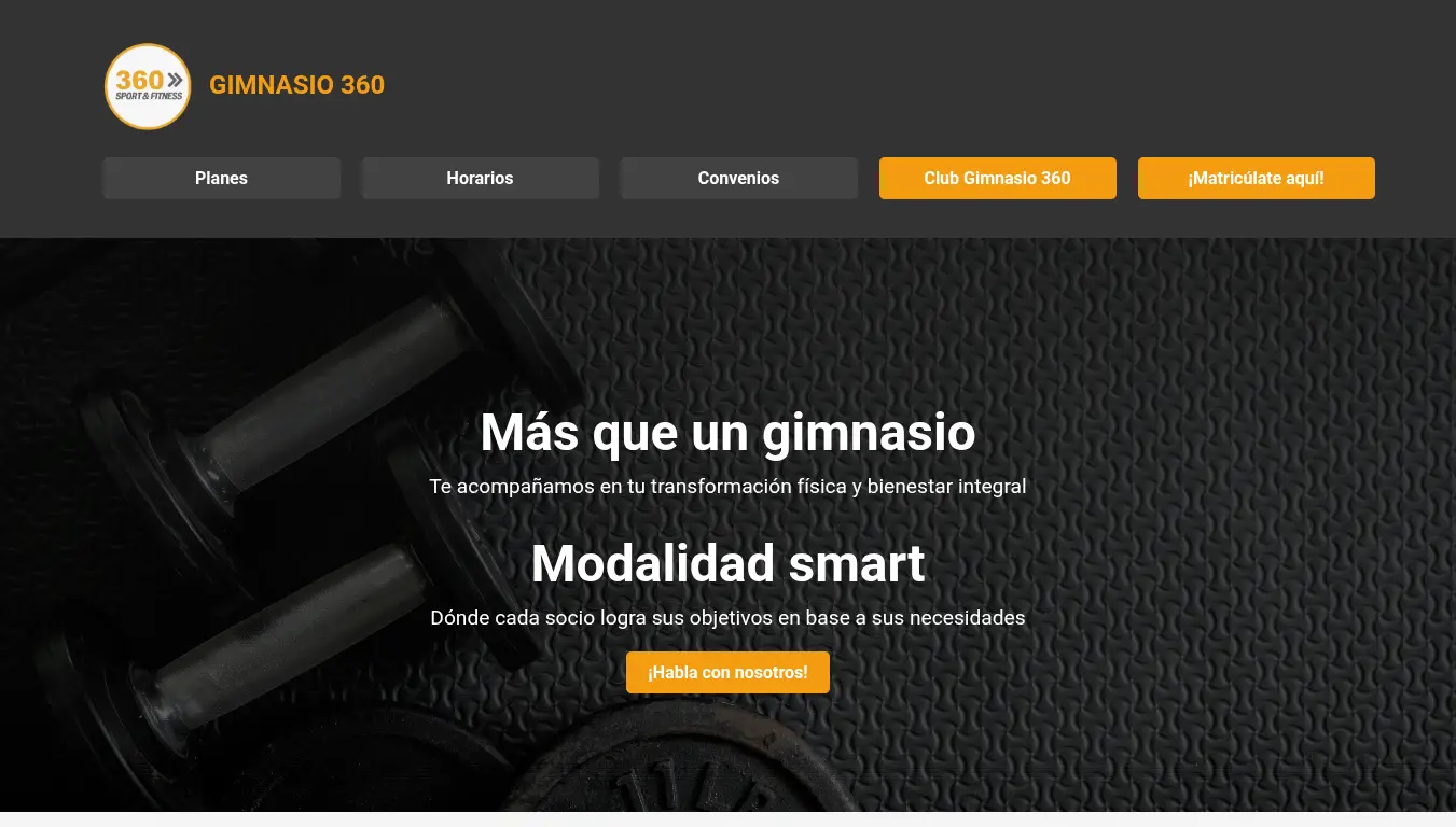Captura de gimnasio360.cl